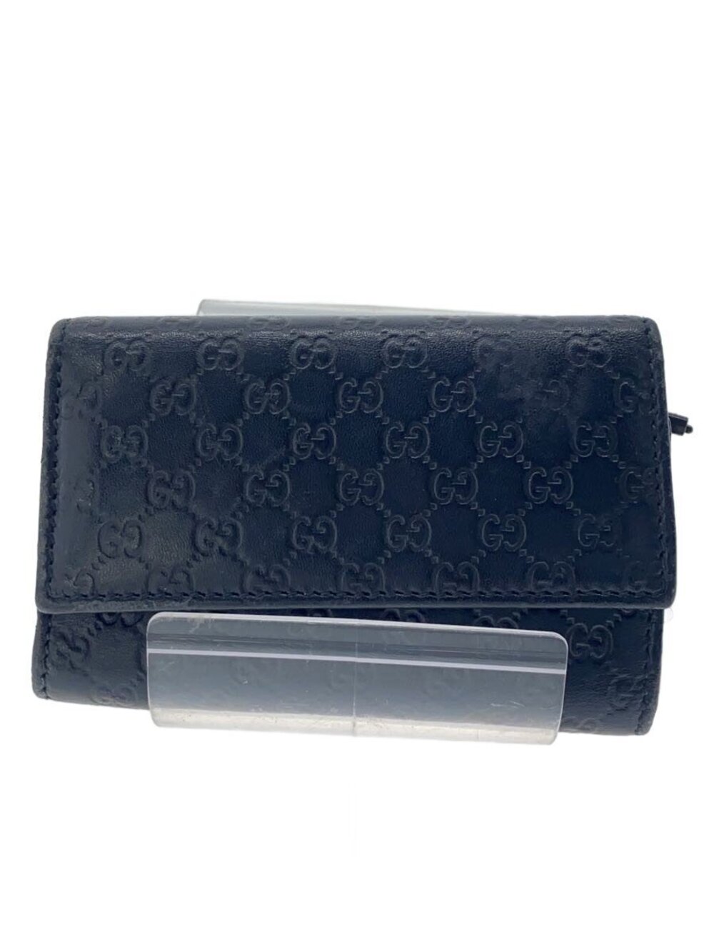 Gucci Key Case Wallet Microguccissima Faux Leather Black